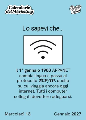 Foglio di mercoledì 13 gennaio 2027 del Calendario del Marketing 2027: Lo sapevi che...