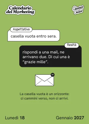 Foglio di lunedì 18 gennaio 2027 del Calendario del Marketing 2027: Aspettativa / Realtà