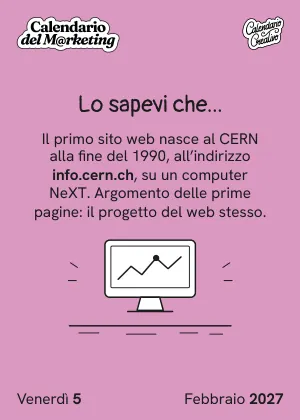 Foglio di venerdì 5 febbraio 2027 del Calendario del Marketing 2027: Lo sapevi che...