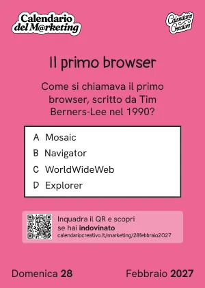 Foglio di domenica 28 febbraio 2027 del Calendario del Marketing 2027: Il primo browser