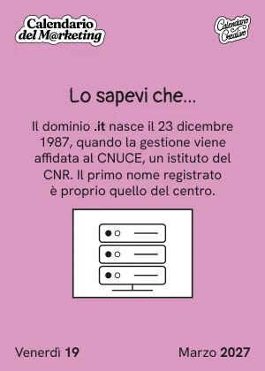 Foglio di venerdì 19 marzo 2027 del Calendario del Marketing 2027: Lo sapevi che...