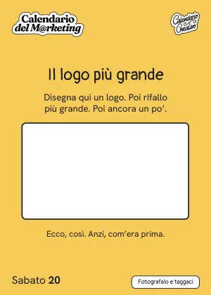 Foglio di sabato 20 marzo 2027 del Calendario del Marketing 2027: Il logo più grande