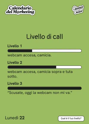 Foglio di lunedì 22 marzo 2027 del Calendario del Marketing 2027: Livello di call