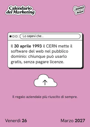 Foglio di venerdì 26 marzo 2027 del Calendario del Marketing 2027: Lo sapevi che...