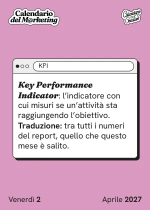 Foglio di venerdì 2 aprile 2027 del Calendario del Marketing 2027: KPI