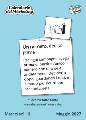 Foglio di mercoledì 12 maggio 2027 del Calendario del Marketing 2027: Un numero, deciso prima