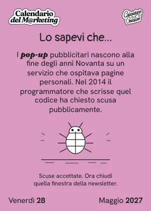 Foglio di venerdì 28 maggio 2027 del Calendario del Marketing 2027: Lo sapevi che...