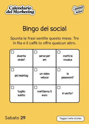 Foglio di sabato 29 maggio: Bingo dei social