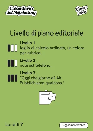Foglio di lunedì 7 giugno 2027 del Calendario del Marketing 2027: Livello di piano editoriale