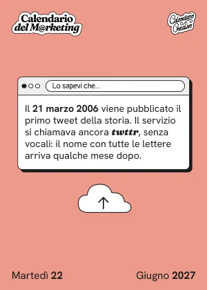 Foglio di martedì 22 giugno 2027 del Calendario del Marketing 2027: Lo sapevi che...