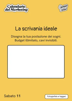 Foglio di sabato 11 settembre 2027 del Calendario del Marketing 2027: La scrivania ideale