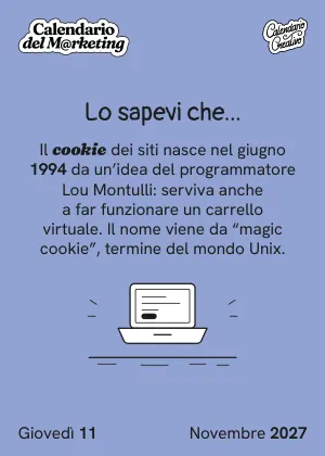 Foglio di giovedì 11 novembre 2027 del Calendario del Marketing 2027: Lo sapevi che...