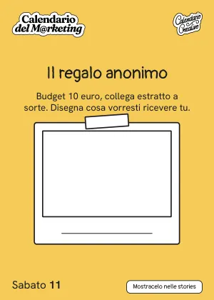 Foglio di sabato 11 dicembre 2027 del Calendario del Marketing 2027: Il regalo anonimo
