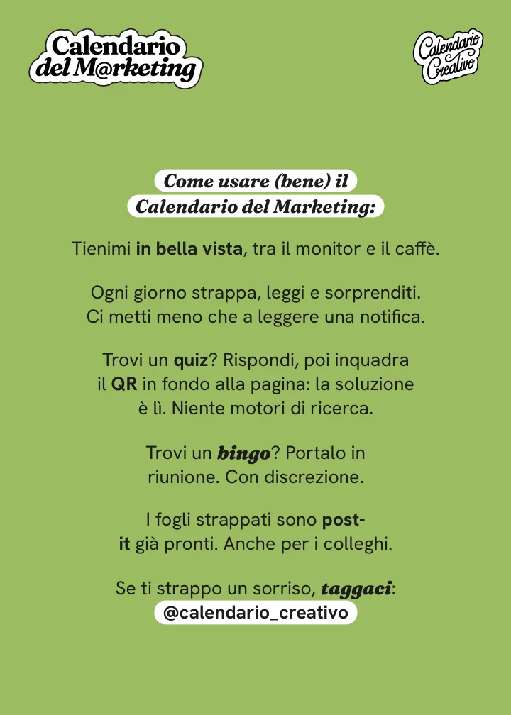 Seconda pagina del calendario: come usarlo